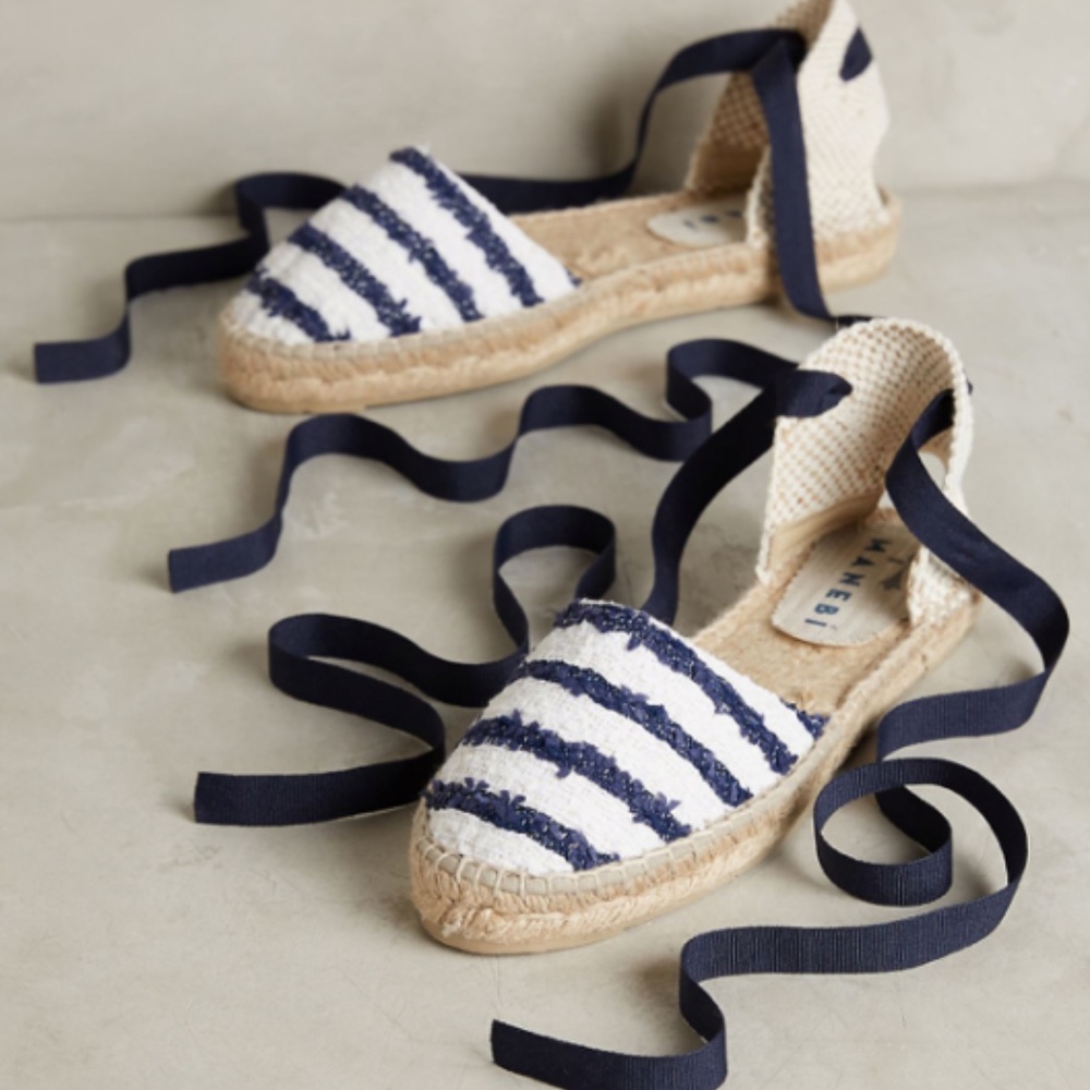 Manebi D'Orsay Striped Espadrilles